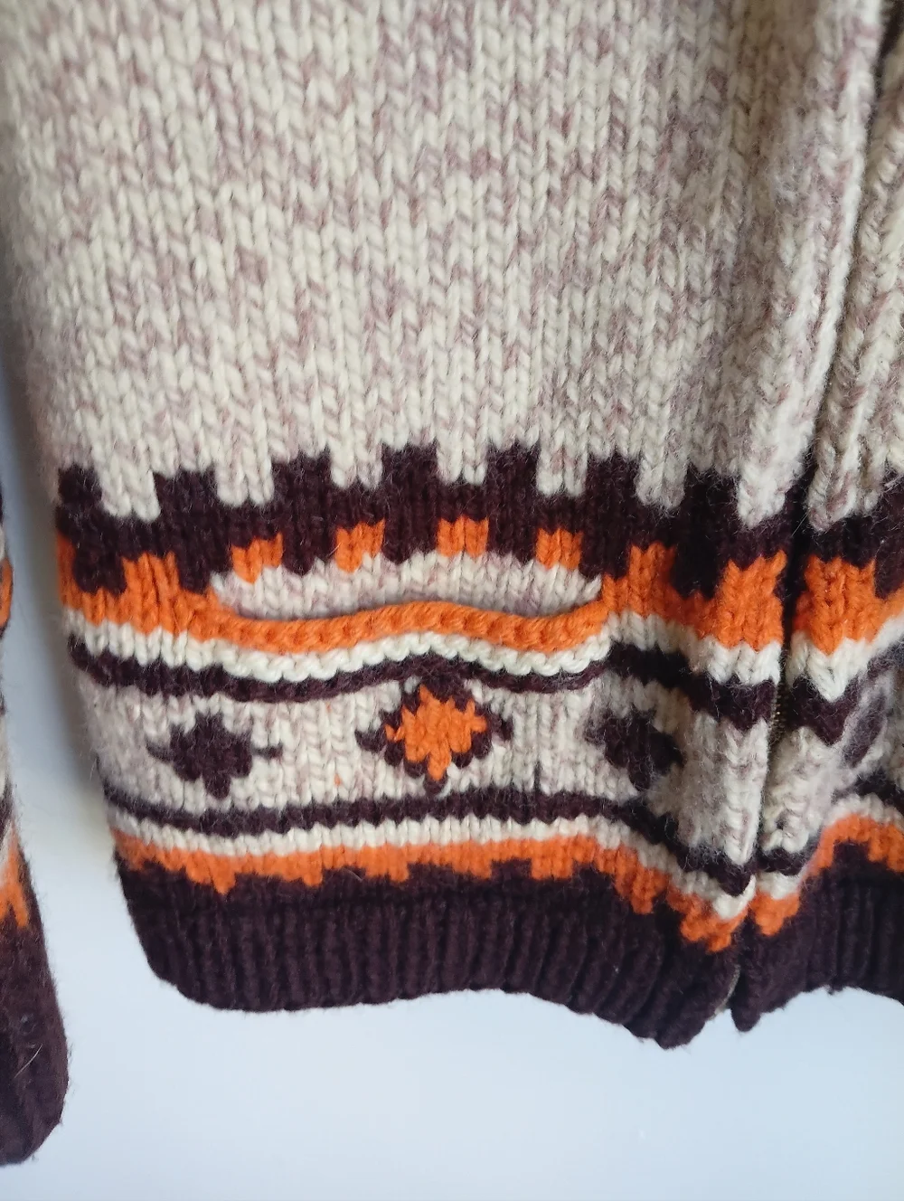 Vintage 50's 60's Handmade Cowichan Style Curling Sweater Small Boho Cottagecore - Picture 11 of 17